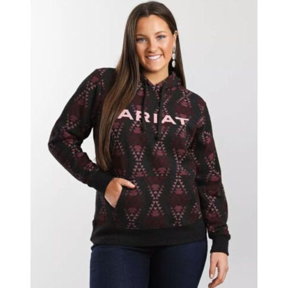 Ariat Womens S Petite Hoodie Western Diamondback Hooded Sweatshirts Tribal Bordo